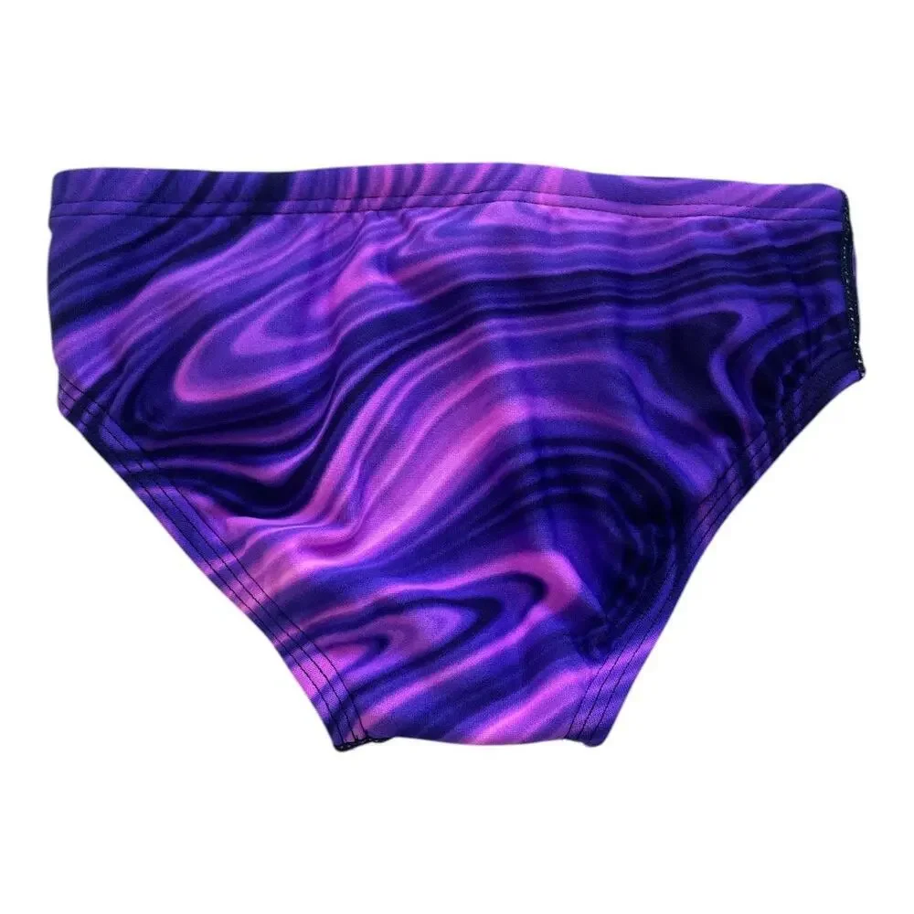 TYR Boys Tyreco Durafast Elite Racer Brief Swimsuit Allover Print Purple Size 24